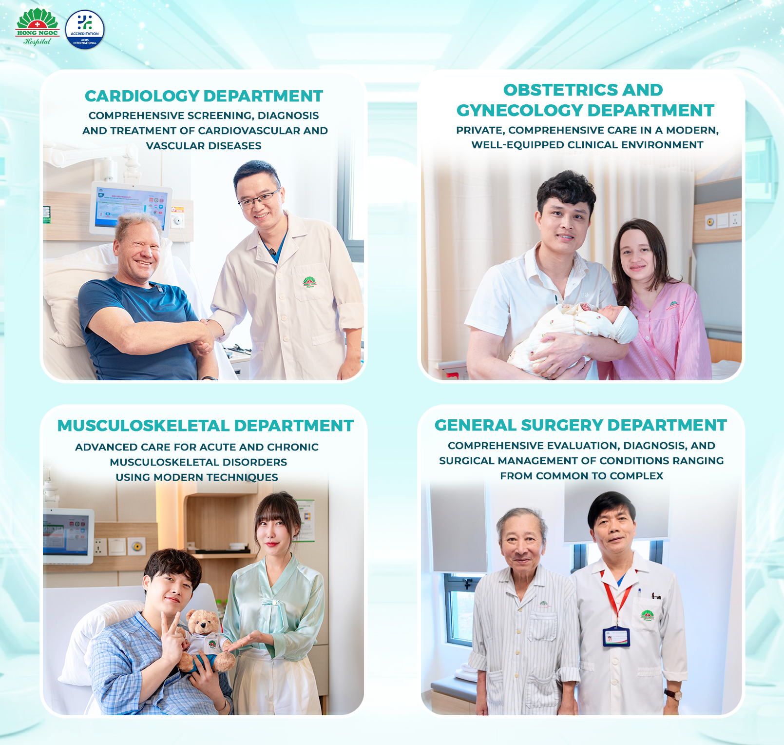 A comprehensive multispecialty care system at Hong Ngoc International Hospital.