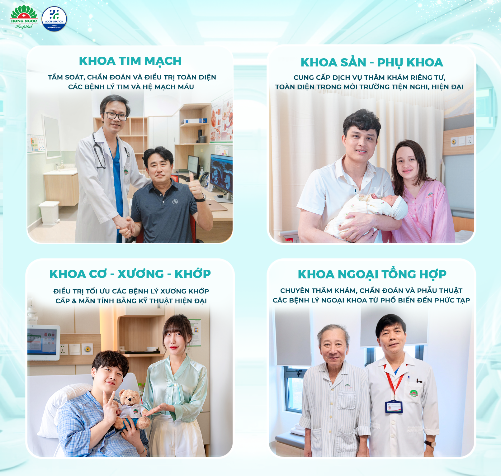 Hệ thống chuyển khoa mũi nhọn của BVĐK Hồng Ngọc - bệnh viện quốc tế hàng đầu