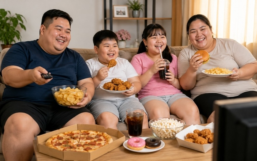 고칼로리 식습관은 비만을 유발합니다.