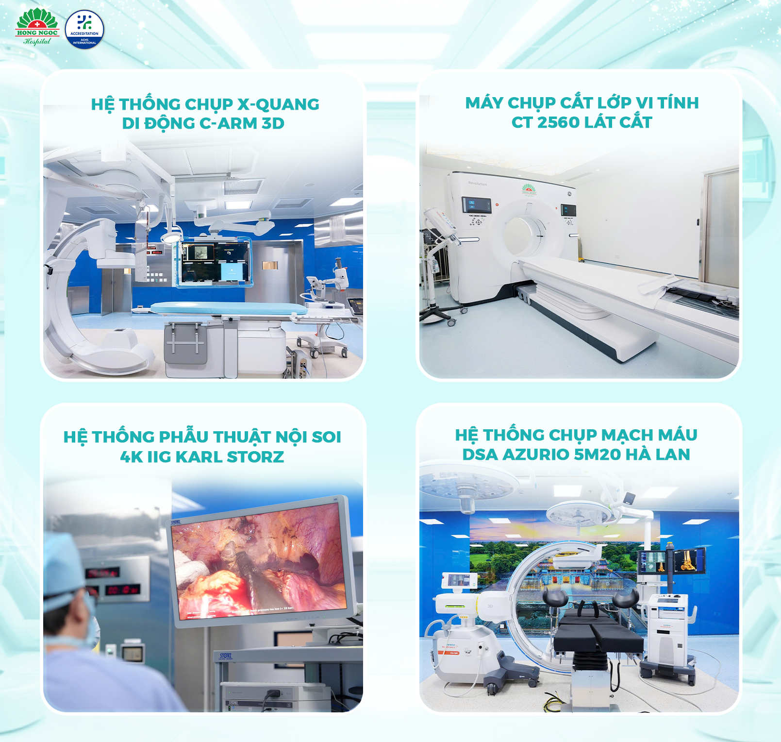 Hệ thống trang thiết bị y tế công nghệ cao, được nhập khẩu từ các tập đoàn công nghệ y khoa hàng đầu thế giới.