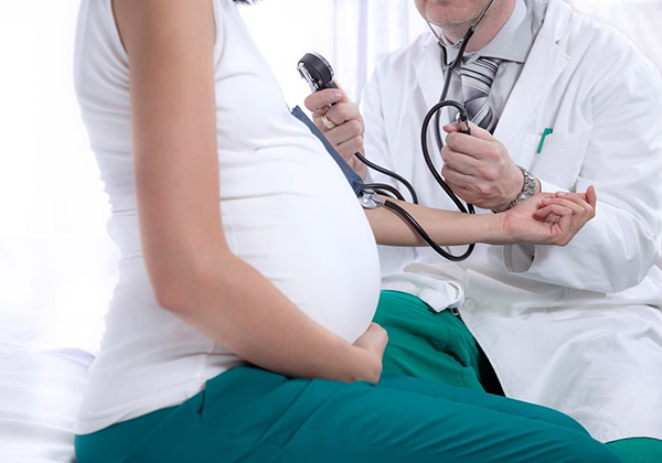 Preeclampsia may cause the mother’s blood pressure to rise significantly.