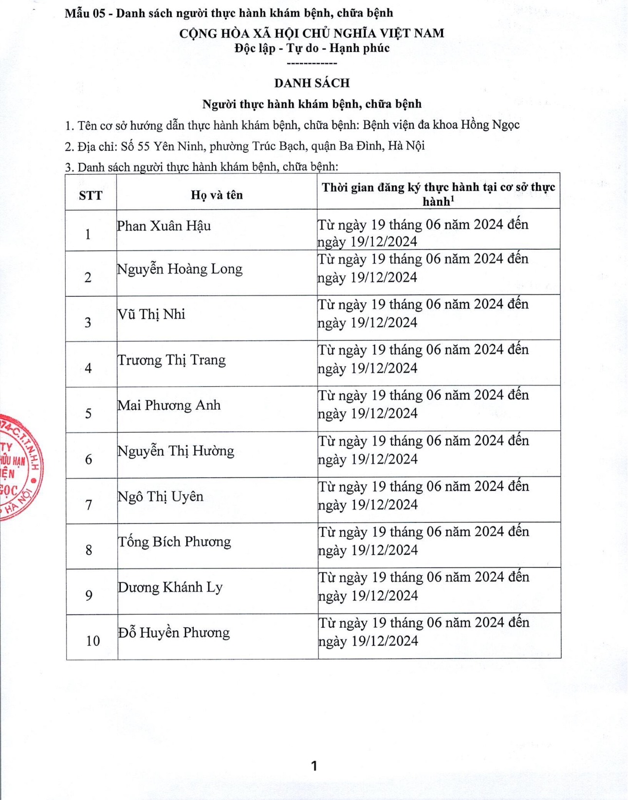 1.Mau 05 PL Danh Sach Bao Cao Thuc Hanh Ngay 19.06.2024