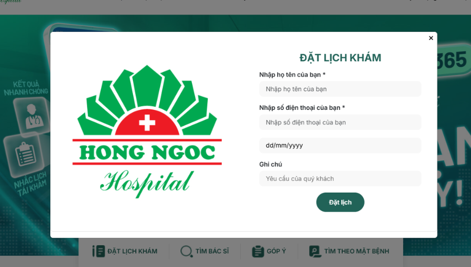Chọn “ Đặt Lịch Khám” (1)