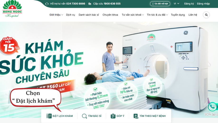 Chọn “ Đặt Lịch Khám”
