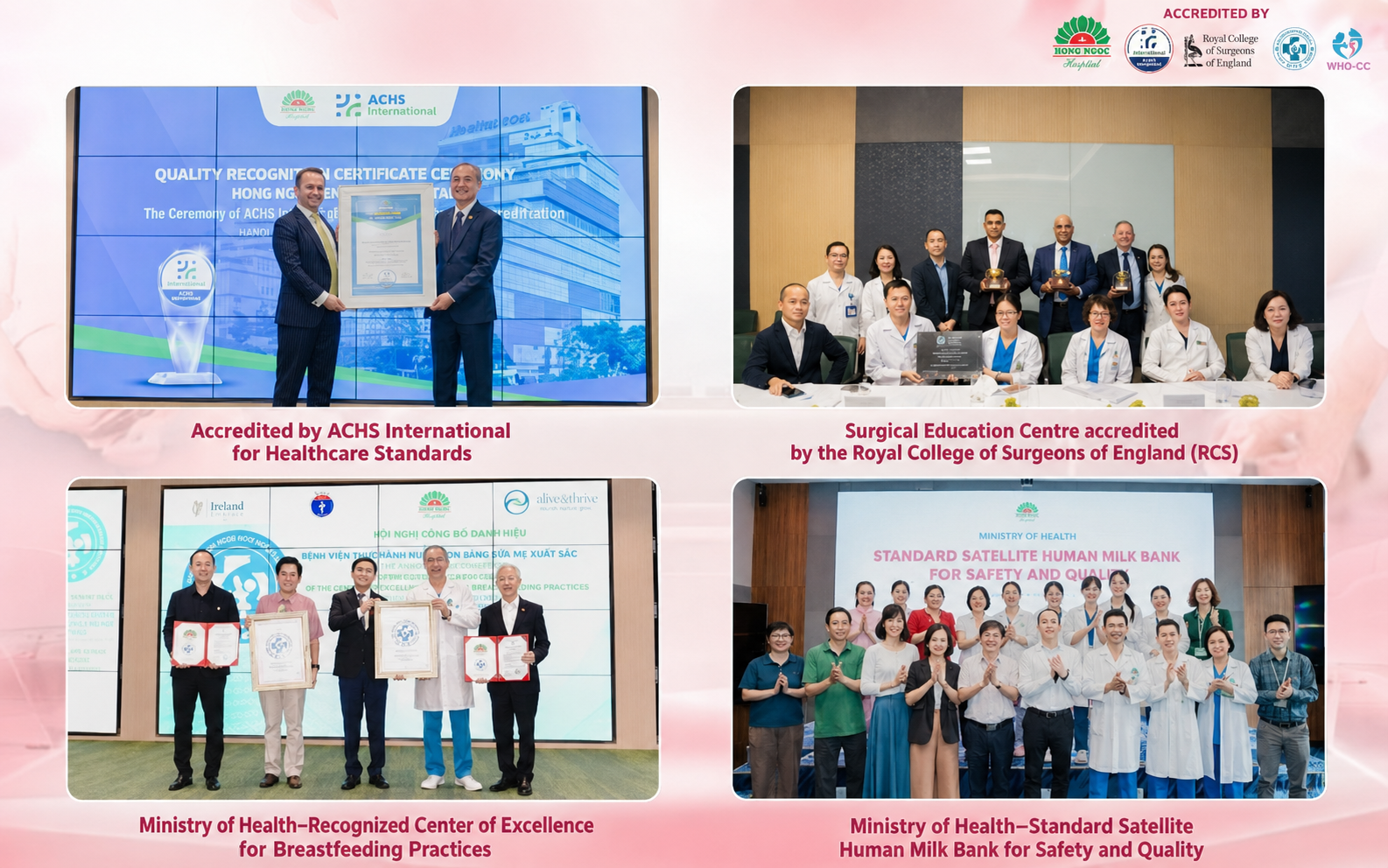 Hong Ngoc General Hospital has achieved international healthcare quality accreditation and prestigious national recognition.