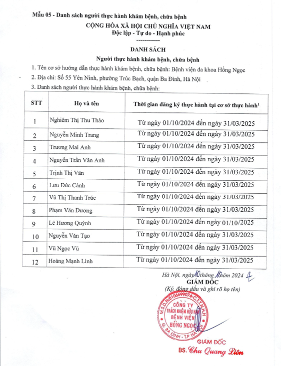 Danh Sách Thực Hành Tháng10.2024