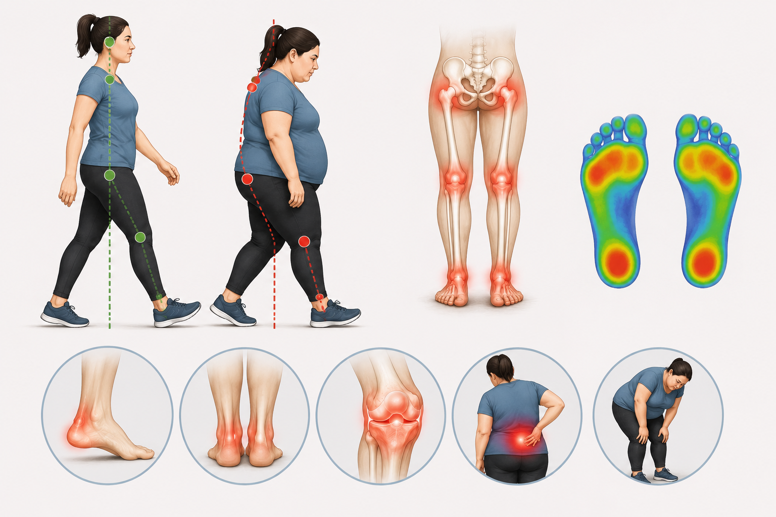 Béo phì làm thay đổi trọng tâm cơ thể từ đó lệch dáng đi
