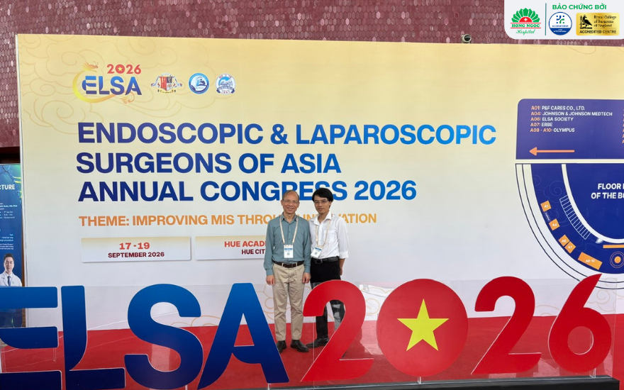 Nguyen Thanh Tam, MD, PhD, Head of the Surgery Department at Hong Ngoc General Hospital, and Pham Duc Duy, MD, attended the 2026 Annual Congress of the Endoscopic and Laparoscopic Surgeons of Asia (ELSA).