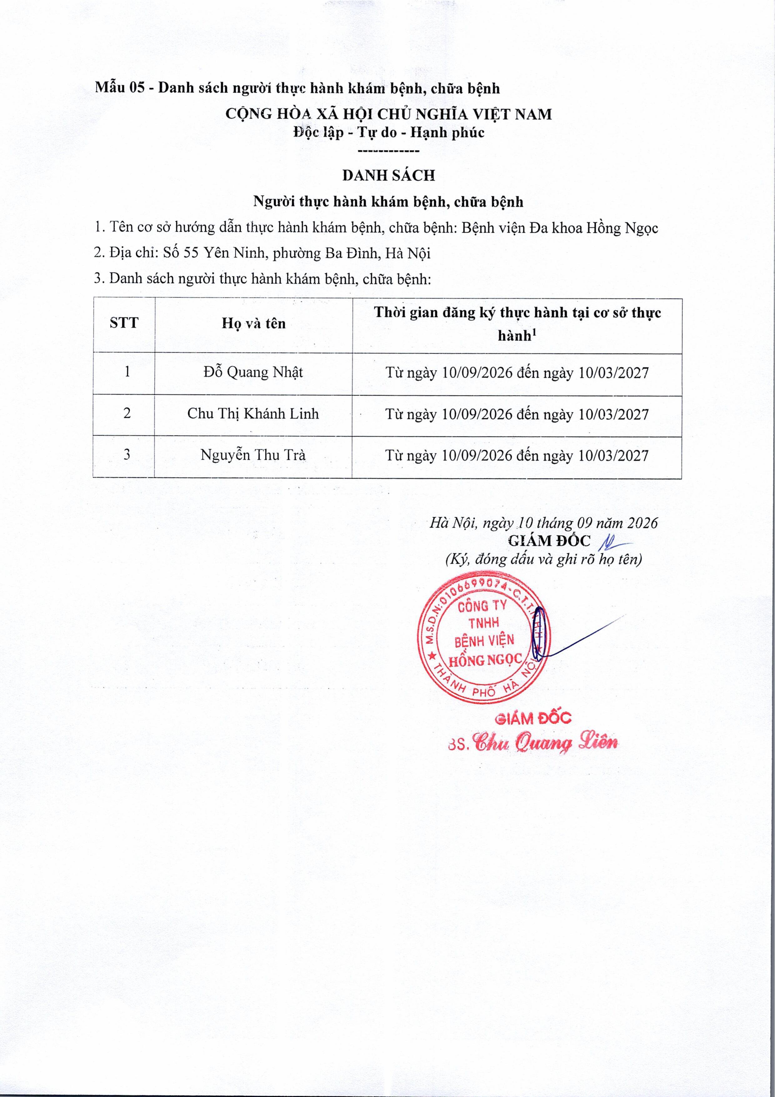 DS đăng Ký Thực Hành Ngày 10.09.2026 Hình ảnh 1