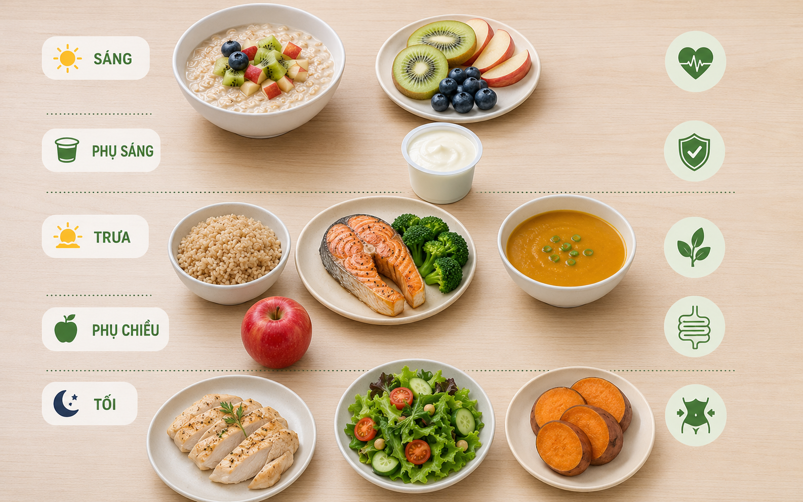 Thực đơn giảm cholesterol gợi ý ngày 1
